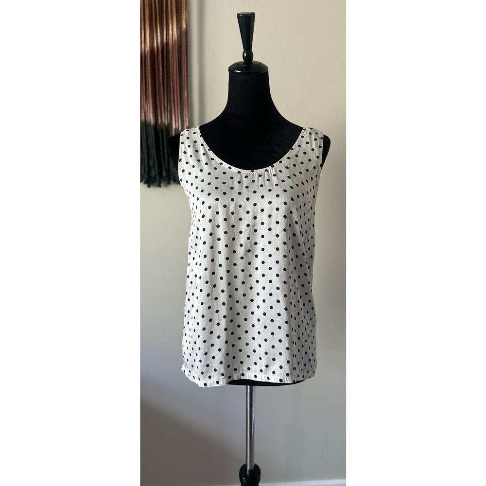 VINTAGE GODIVA Polka Dot Silk Camisole Tank Top in White Size S